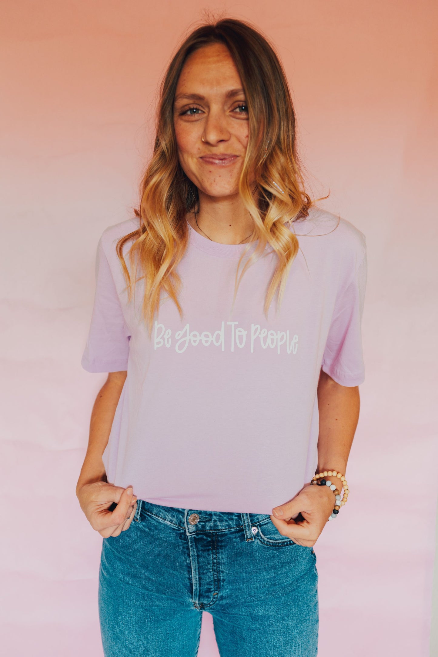Be good to people Pink Tee.