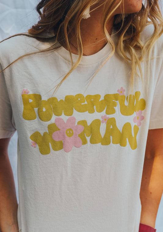 powerful woman tee| groovy shirt| granola girl aesthetic| granola girl clothing.