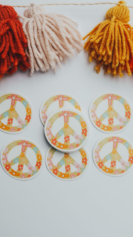 peace sign sticker, groovy sticker, hippie sticker, 70's sticker, retro sticker.