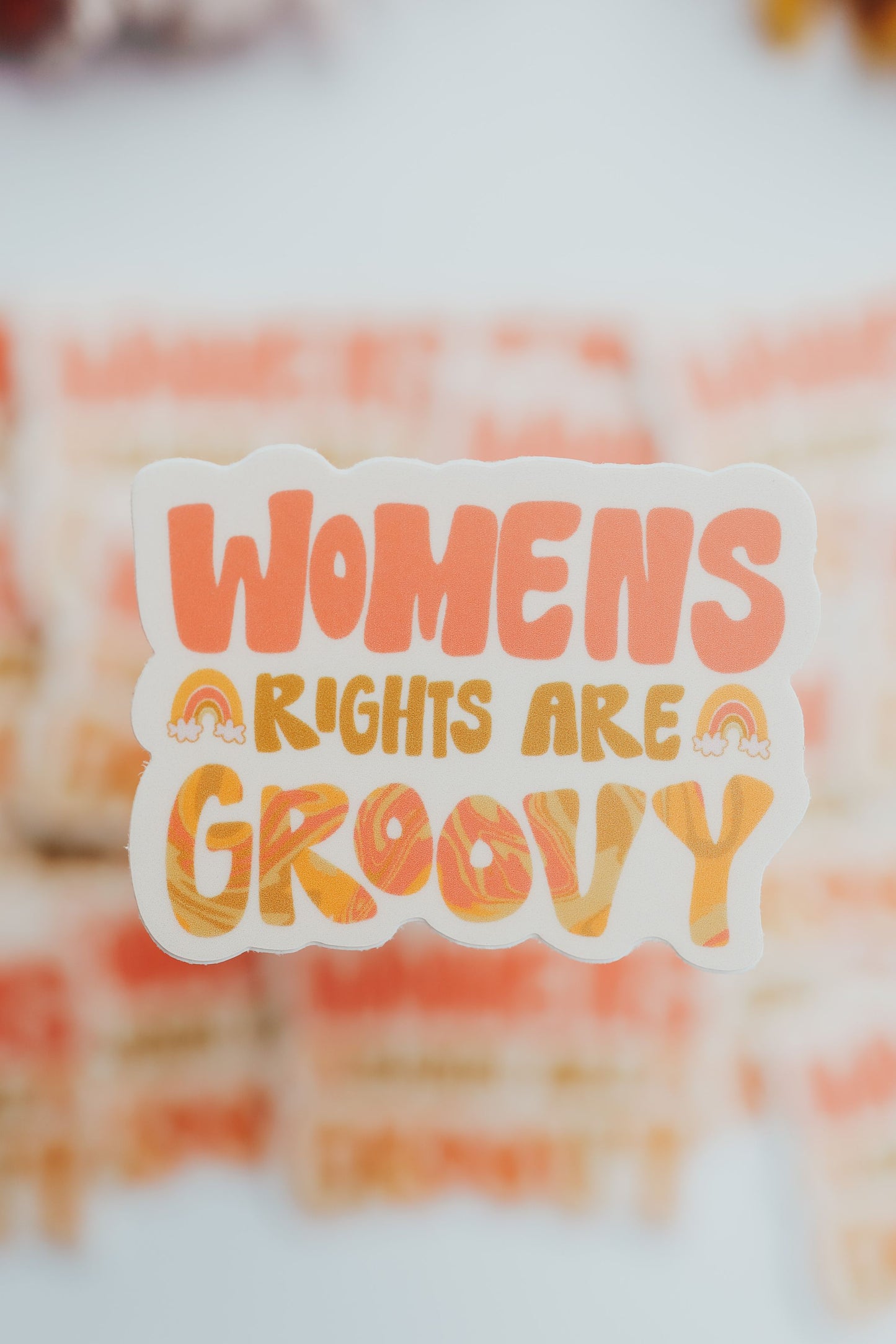 womens rights are groovy sticker, hippie sticker, 70's sticker, retro sticker.