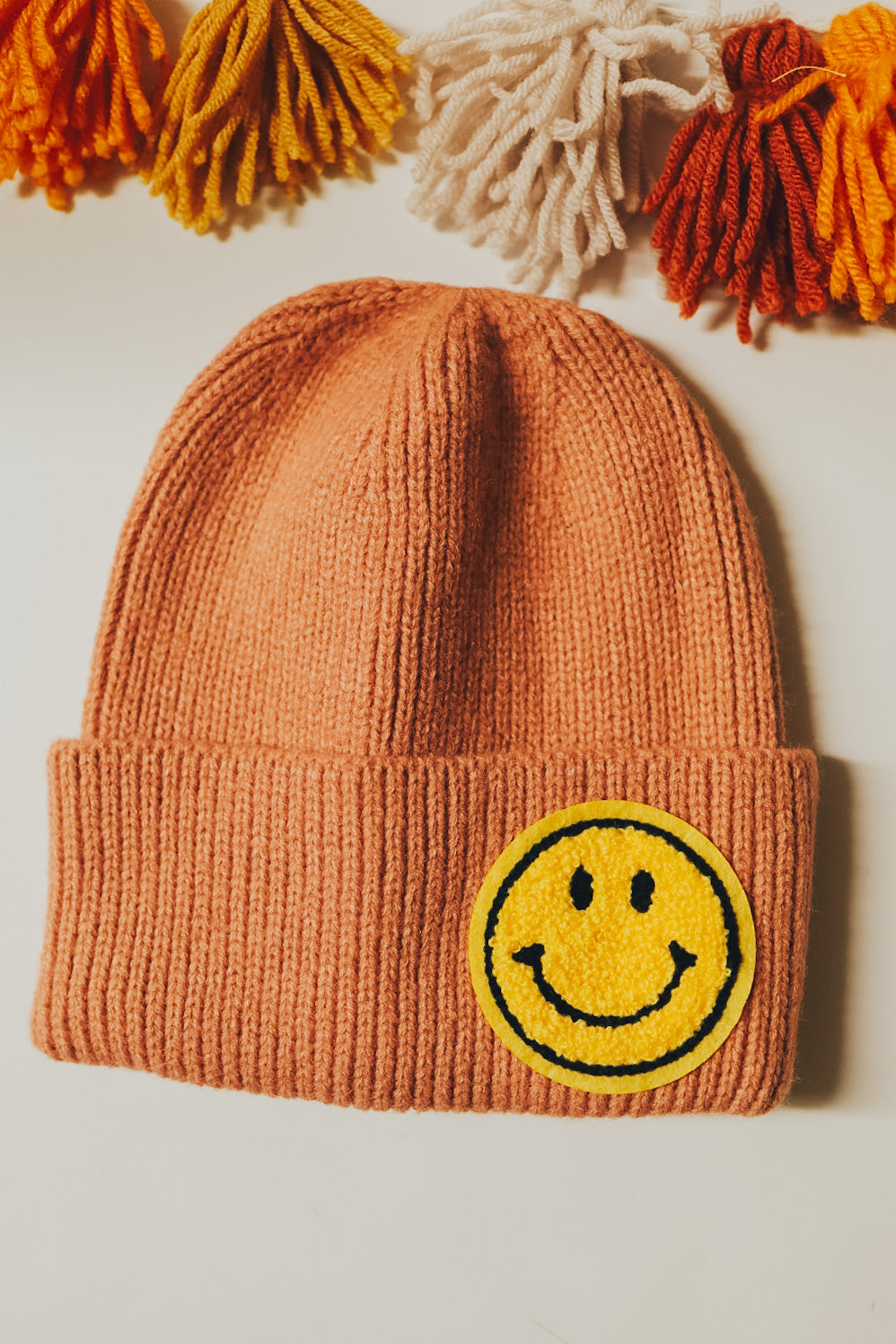 Pink Smiley Face Beanie